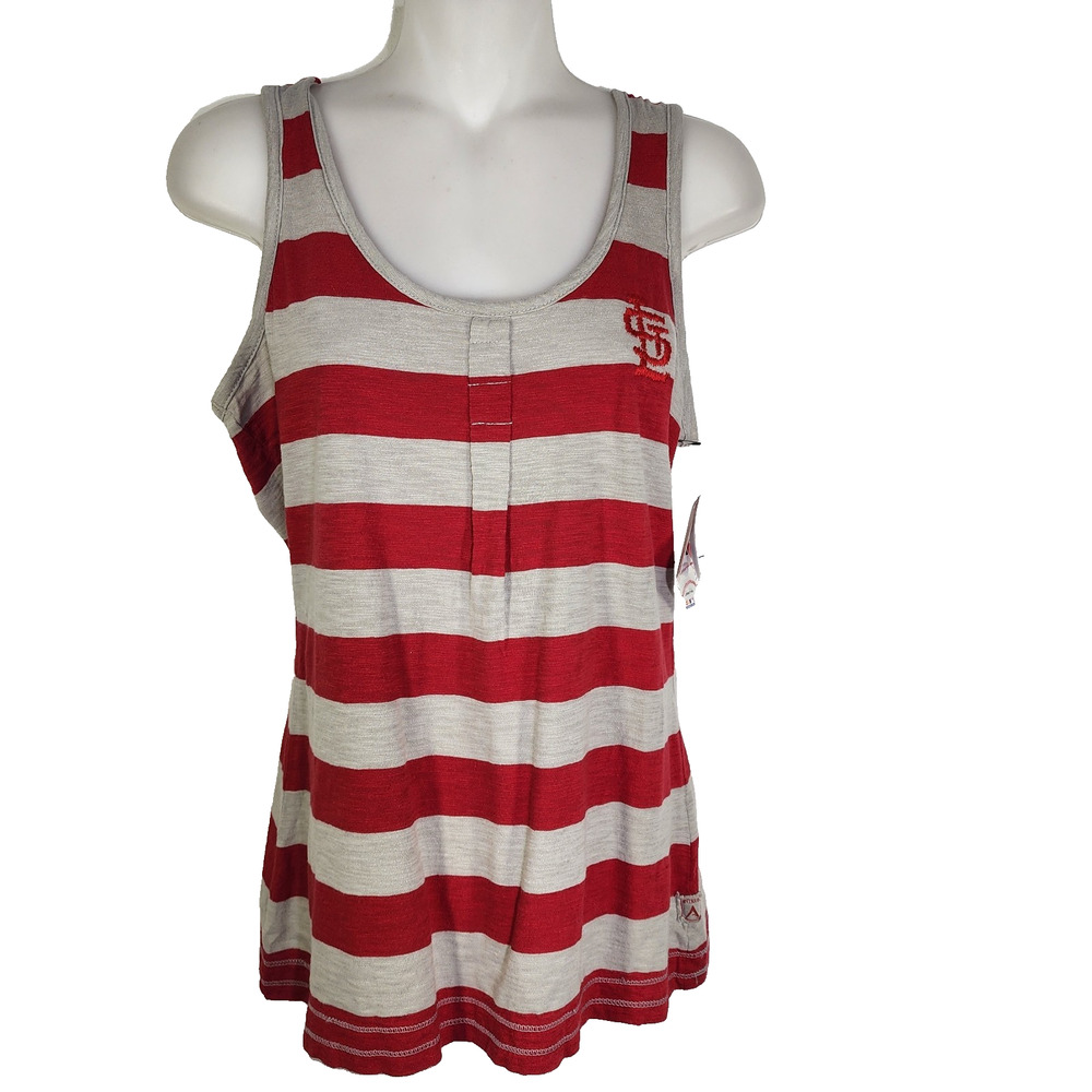 Antigua Womens Tank Top Small St Louis Cardinals Striped Red Genuine Merchandise